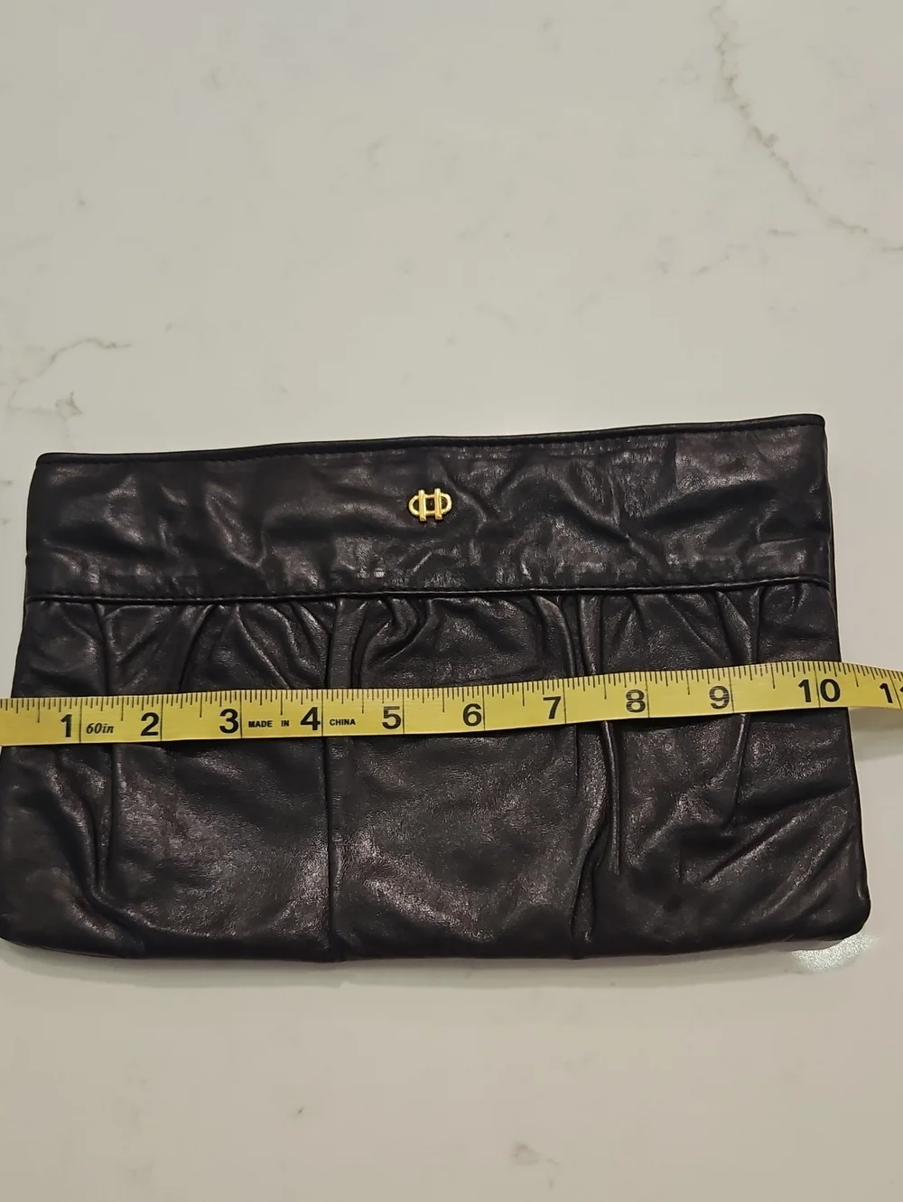 Letisse Vintage Leather Clutch Bag Deep Purple Zip Close Inside Pocket EUC